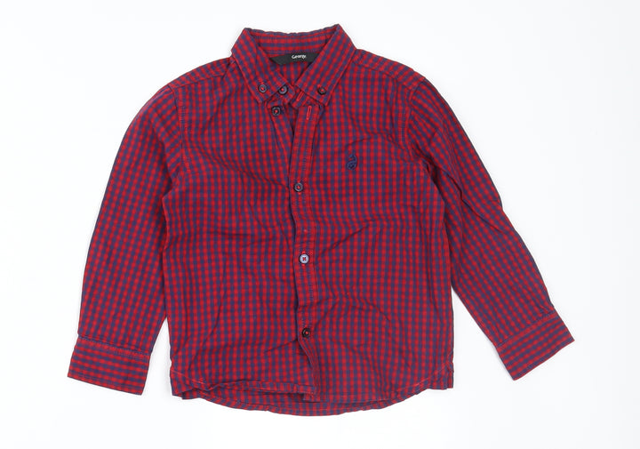 George Boys Red Check  Basic Button-Up Size 2-3 Years