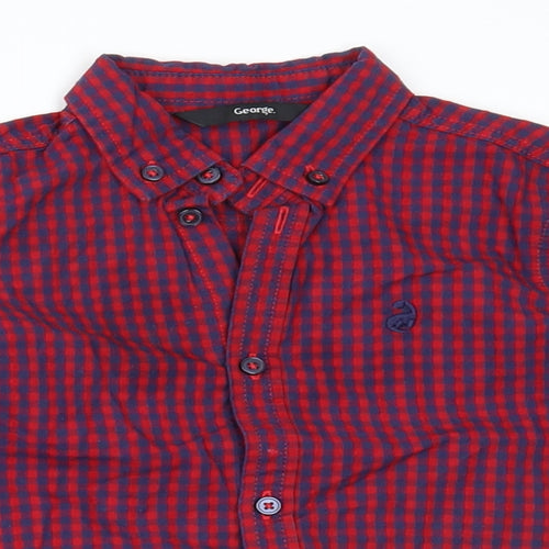 George Boys Red Check  Basic Button-Up Size 2-3 Years
