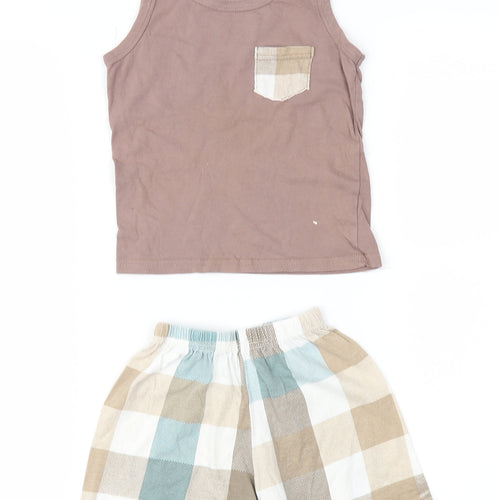 SheIn Boys Brown Check  Shorts Outfit/Set Size 18 Months