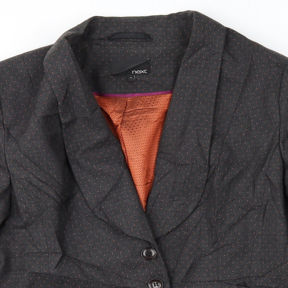 NEXT Womens Brown Polka Dot  Jacket Suit Jacket Size 14