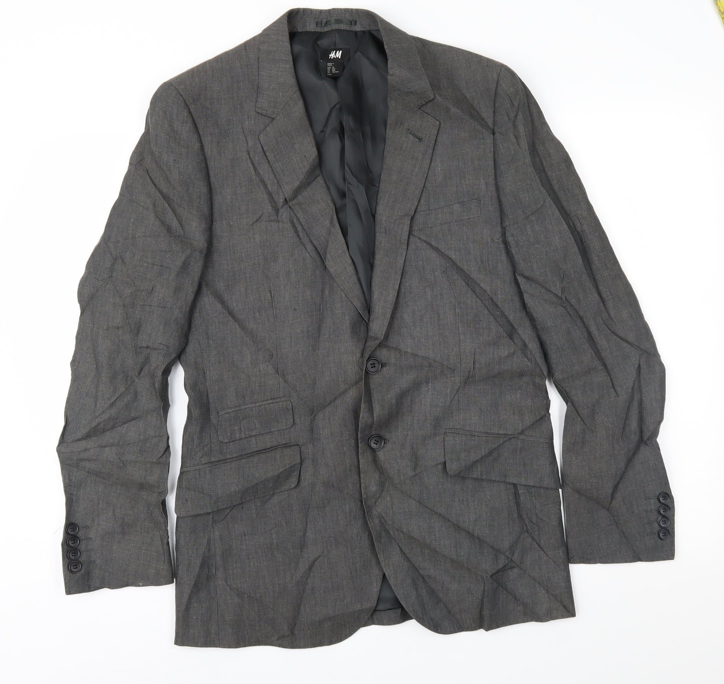 H&M Mens Grey   Jacket Suit Jacket Size 38