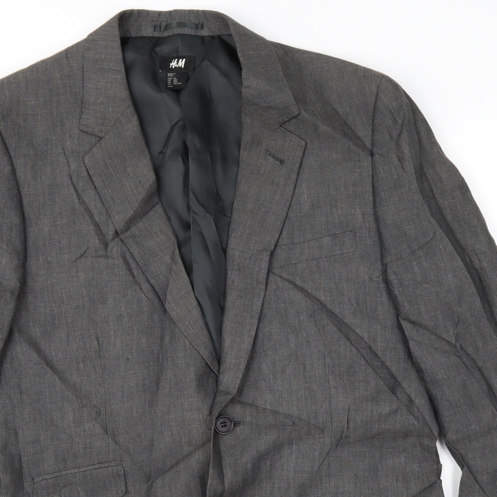H&M Mens Grey   Jacket Suit Jacket Size 38