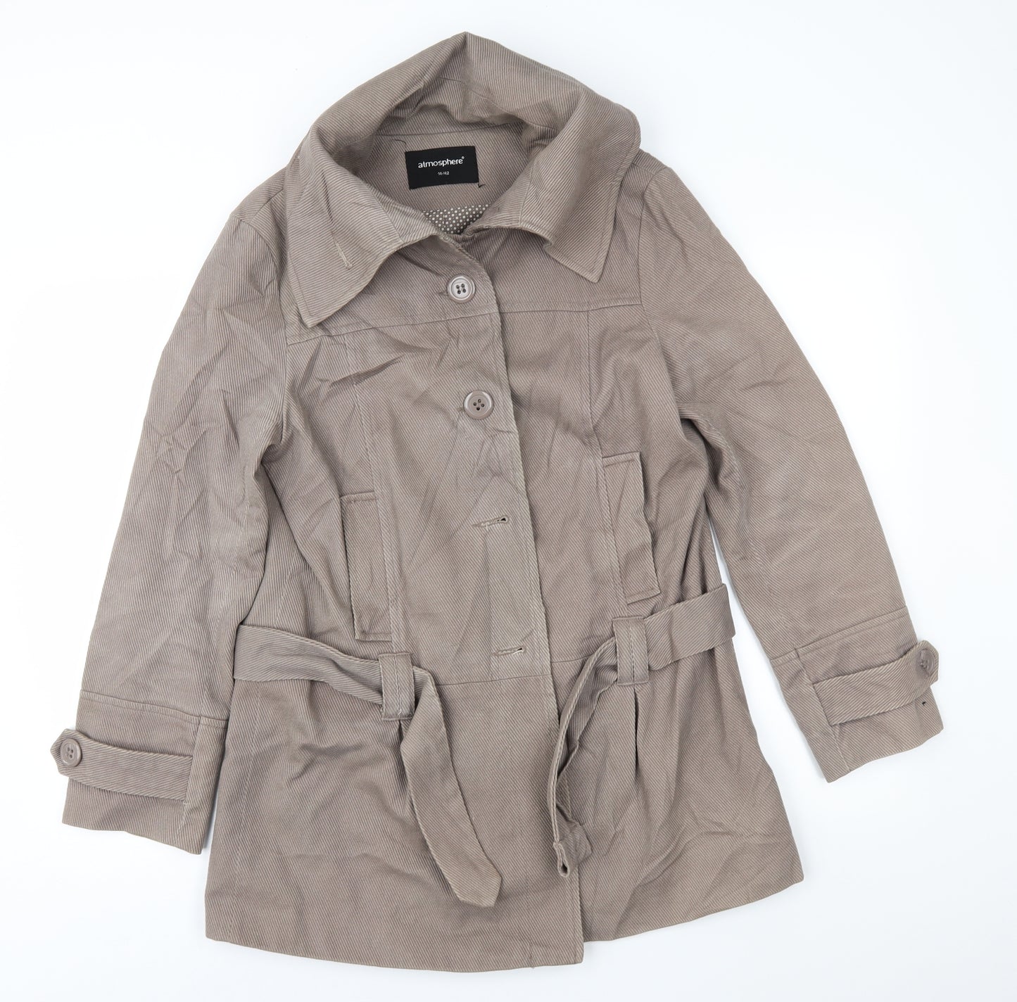 Atmosphere Womens Brown  Corduroy Overcoat Coat Size 14