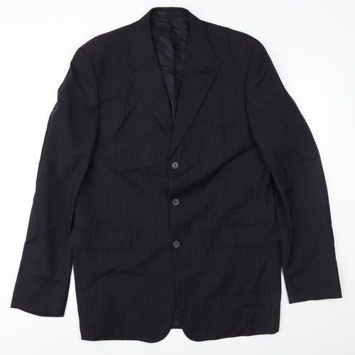 High and Mighty Mens Blue Striped  Jacket Suit Jacket Size 46