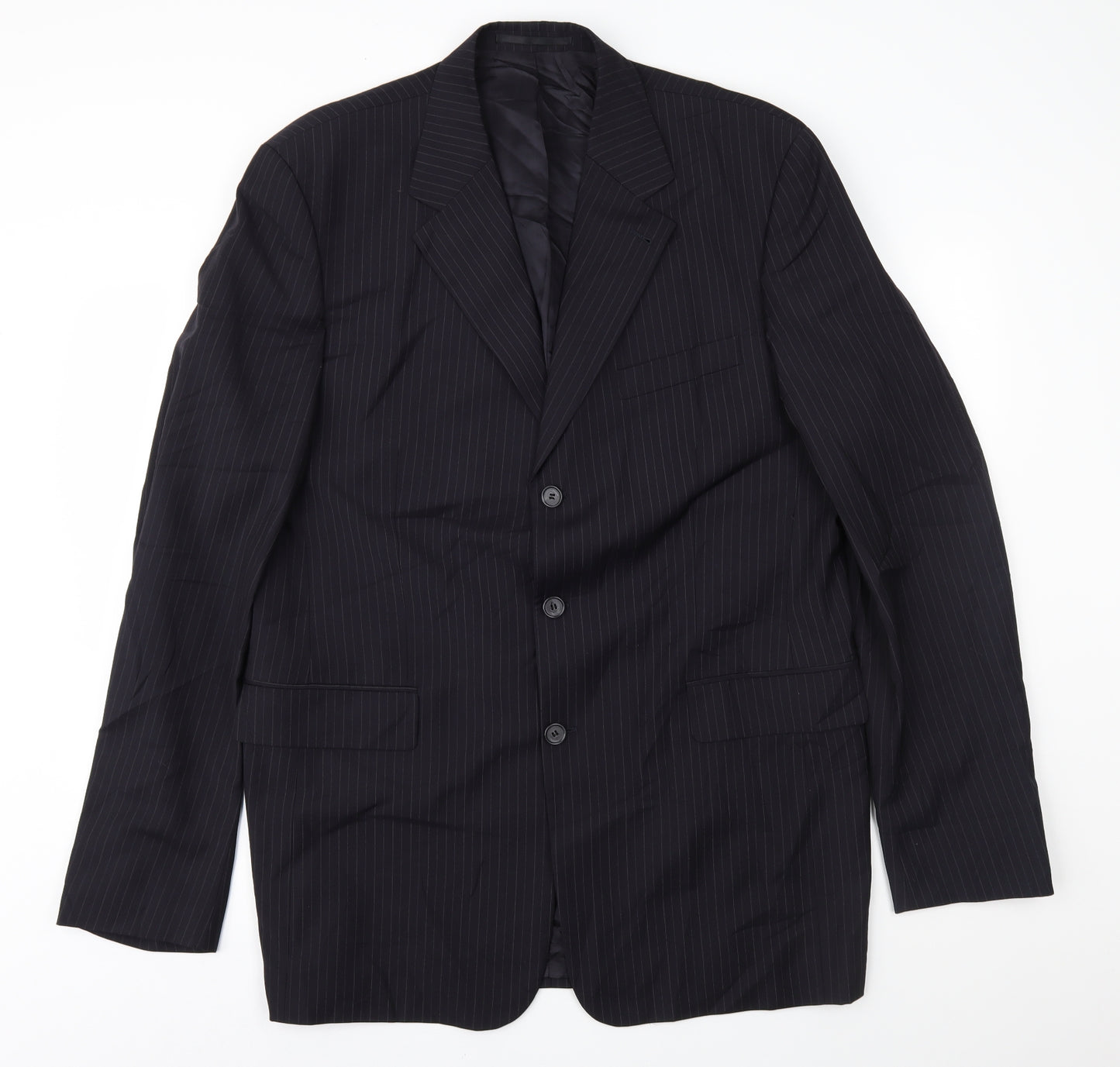 High and Mighty Mens Blue Striped  Jacket Suit Jacket Size 46