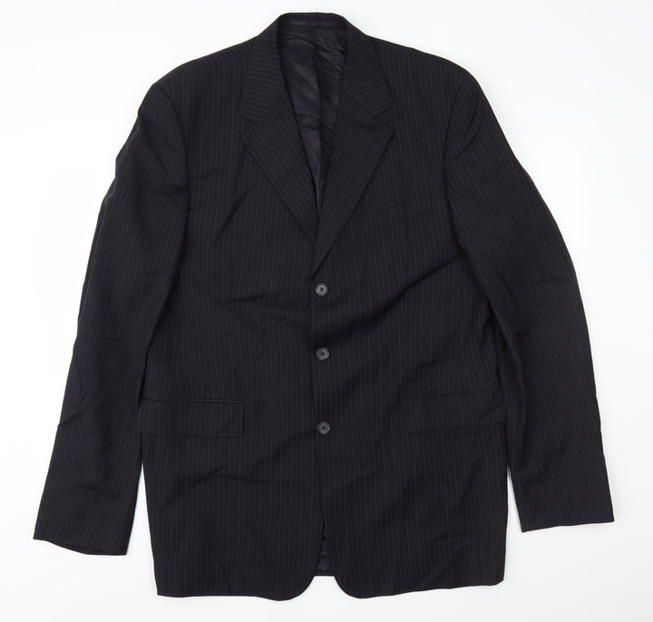 High and Mighty Mens Blue Striped  Jacket Suit Jacket Size 46