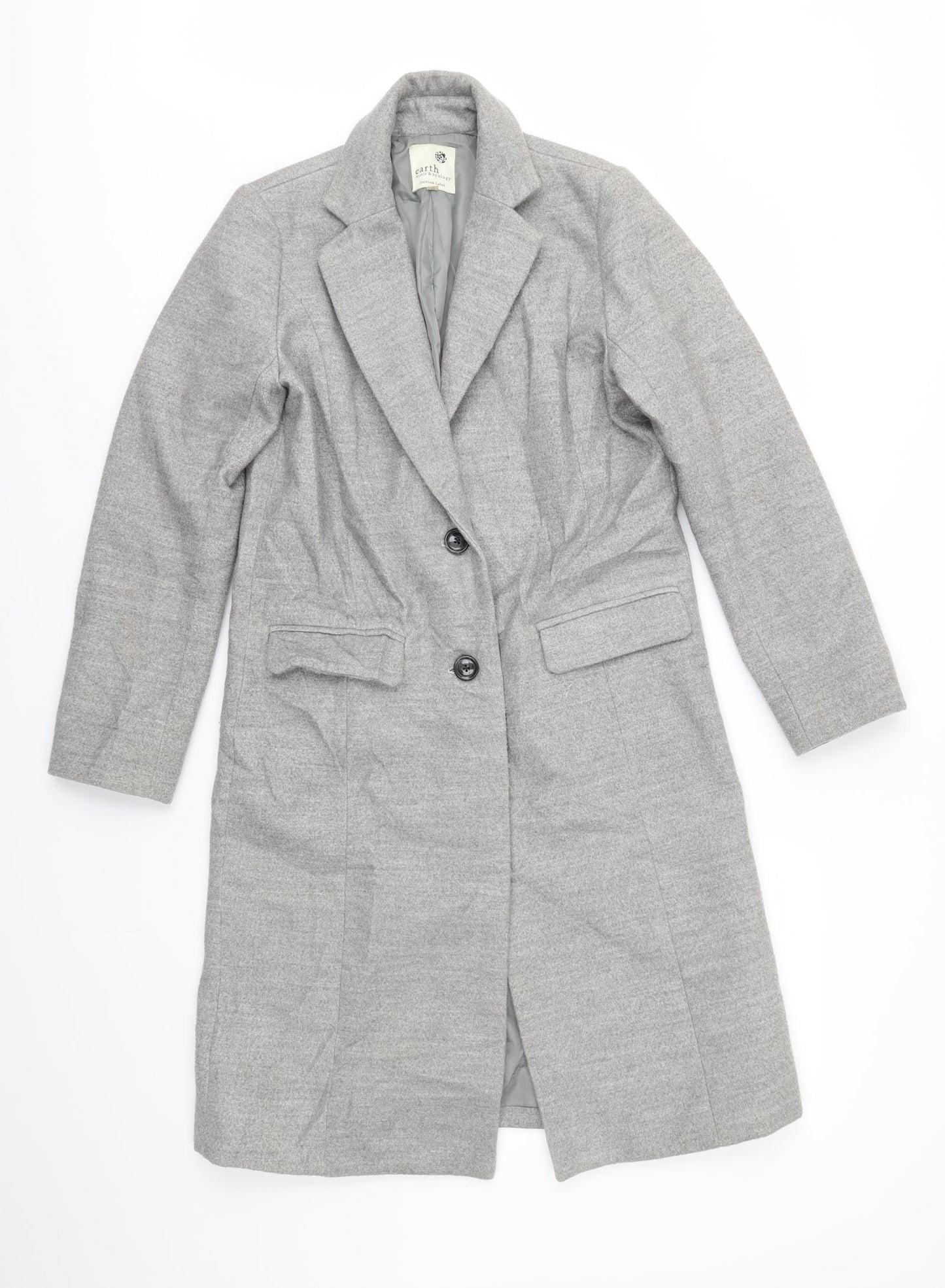 Earth Music &Ecology Womens Grey   Overcoat Coat Size S