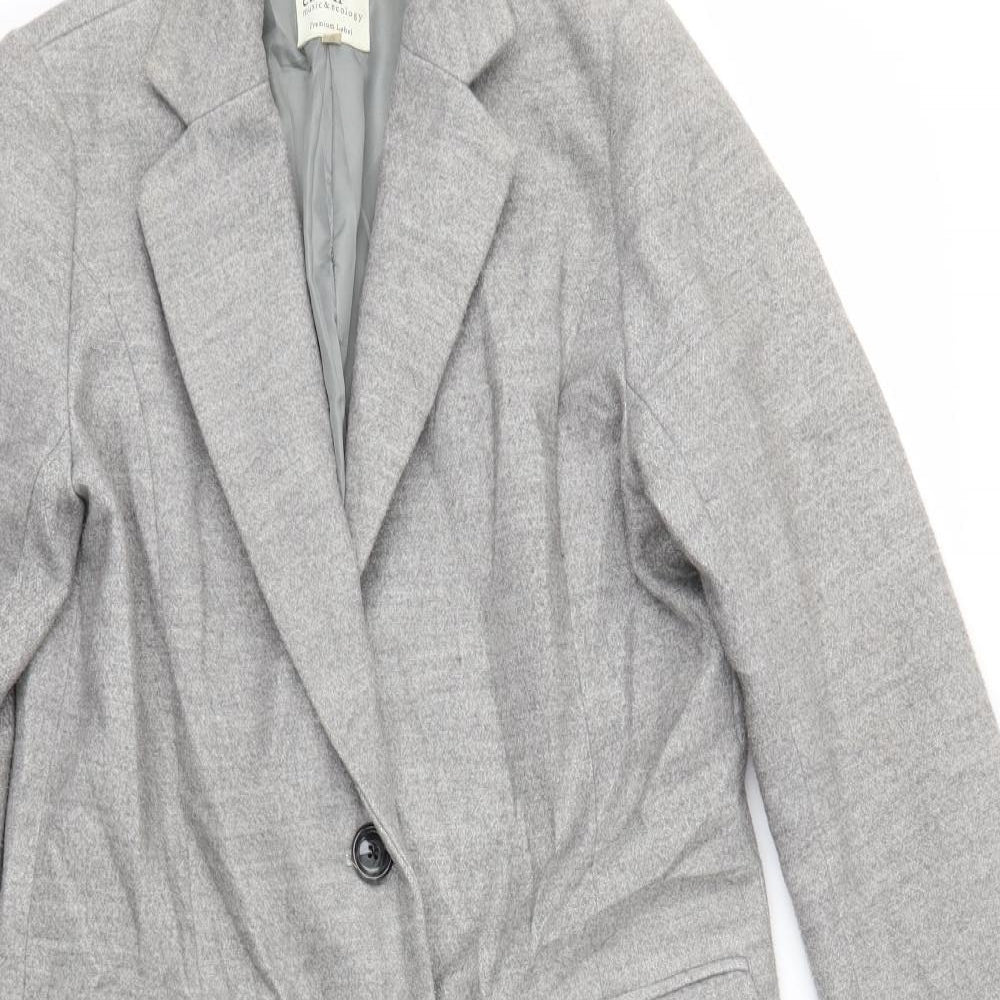 Earth Music &Ecology Womens Grey   Overcoat Coat Size S