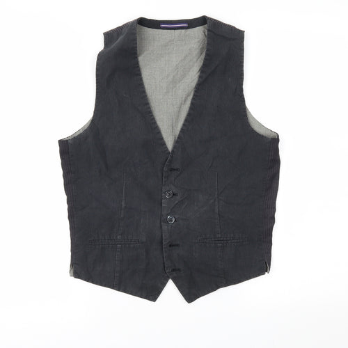 Topman Mens Grey Striped  Jacket Suit Waistcoat Size 36