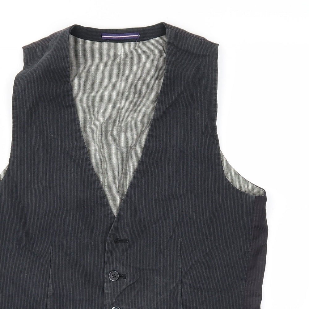 Topman Mens Grey Striped  Jacket Suit Waistcoat Size 36