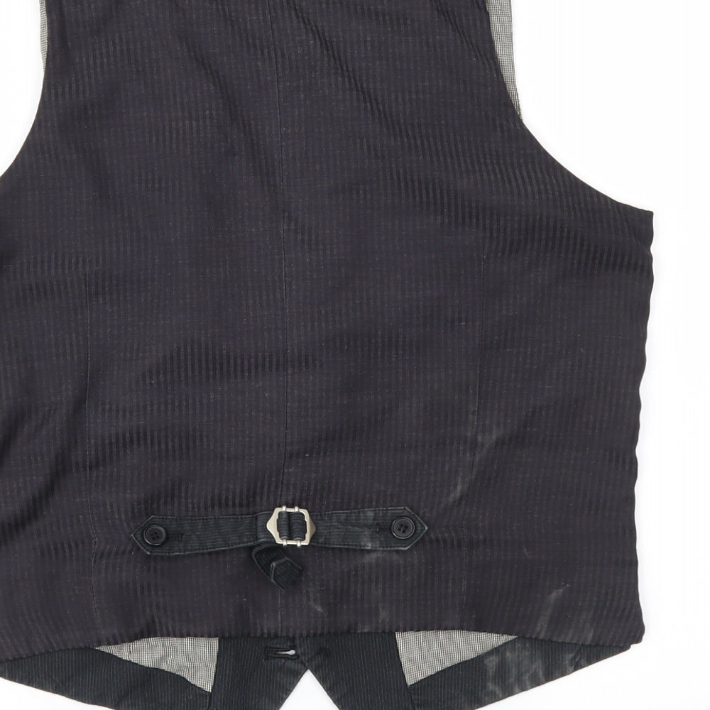 Topman Mens Grey Striped  Jacket Suit Waistcoat Size 36