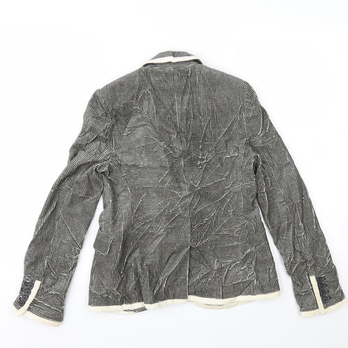 Jack Wills Womens Black Houndstooth Velvet Varsity Jacket Jacket Size 6