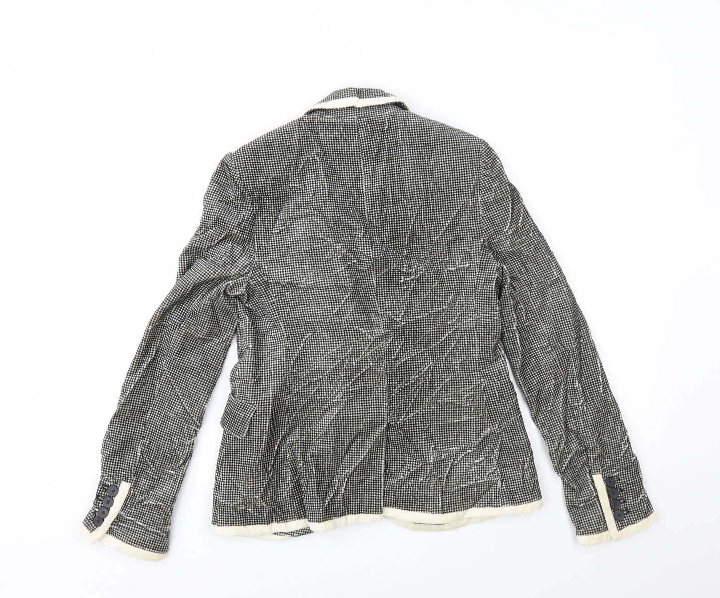 Jack Wills Womens Black Houndstooth Velvet Varsity Jacket Jacket Size 6