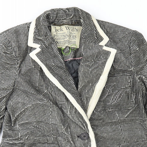 Jack Wills Womens Black Houndstooth Velvet Varsity Jacket Jacket Size 6