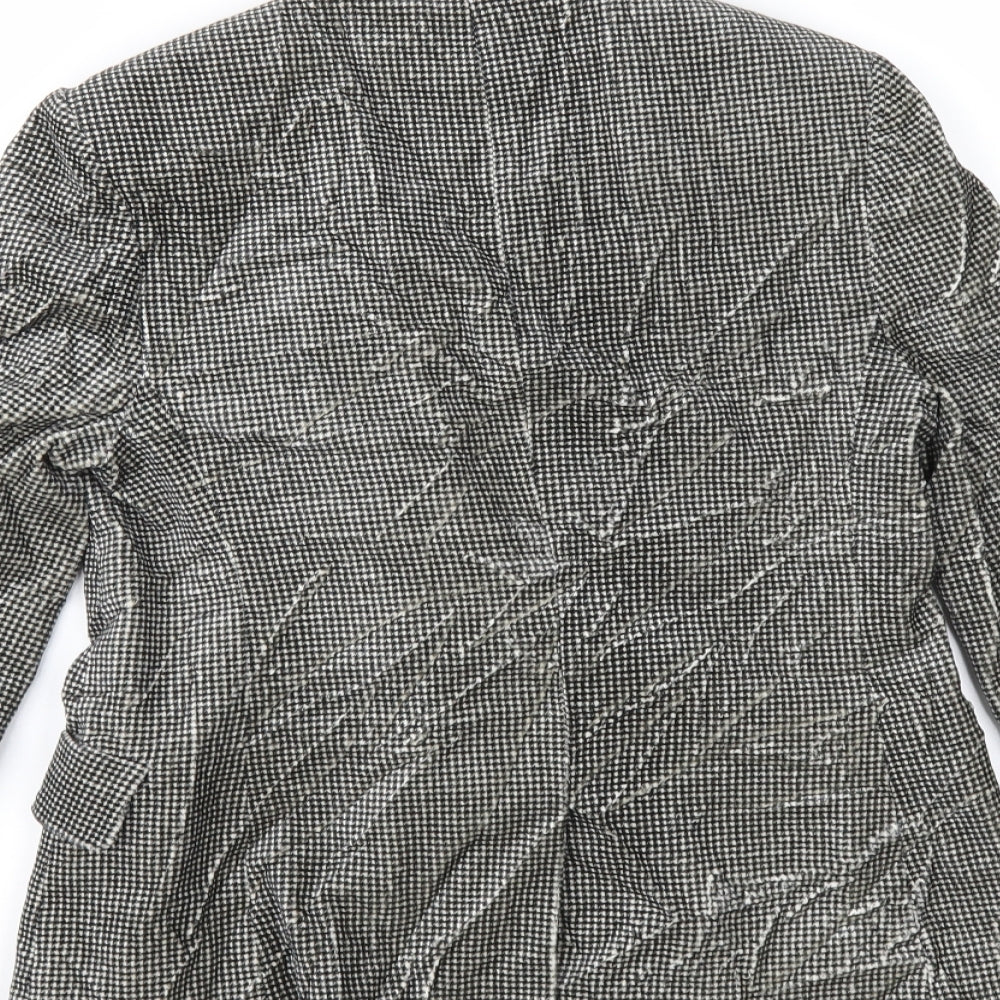 Jack Wills Womens Black Houndstooth Velvet Varsity Jacket Jacket Size 6