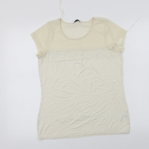 George  Womens Ivory   Basic T-Shirt Size 10