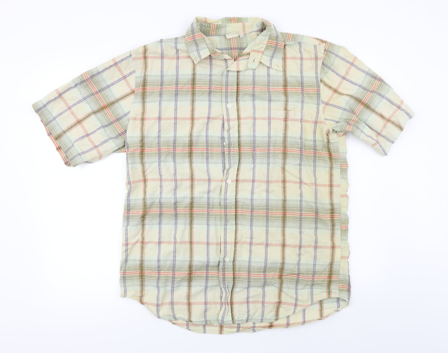 Cotton Traders Mens Yellow Check   Button-Up Size M