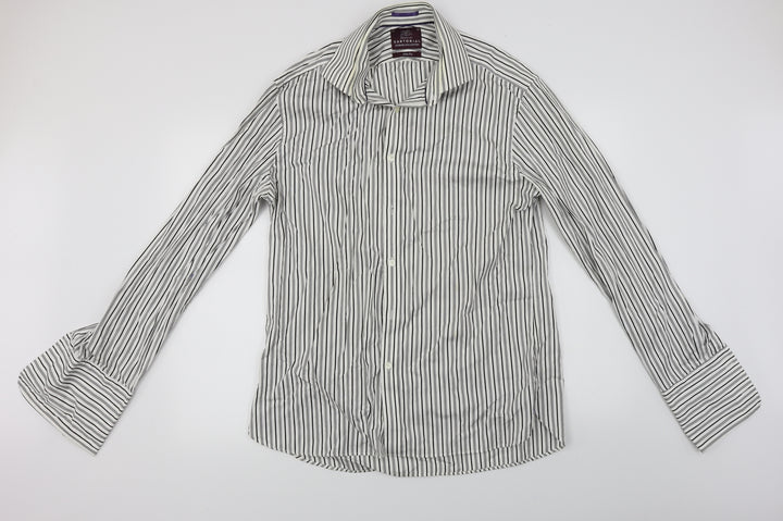 Sartorial Mens White Striped Button-Up Size XL