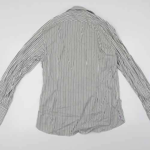 Sartorial  Mens White Striped   Button-Up Size XL