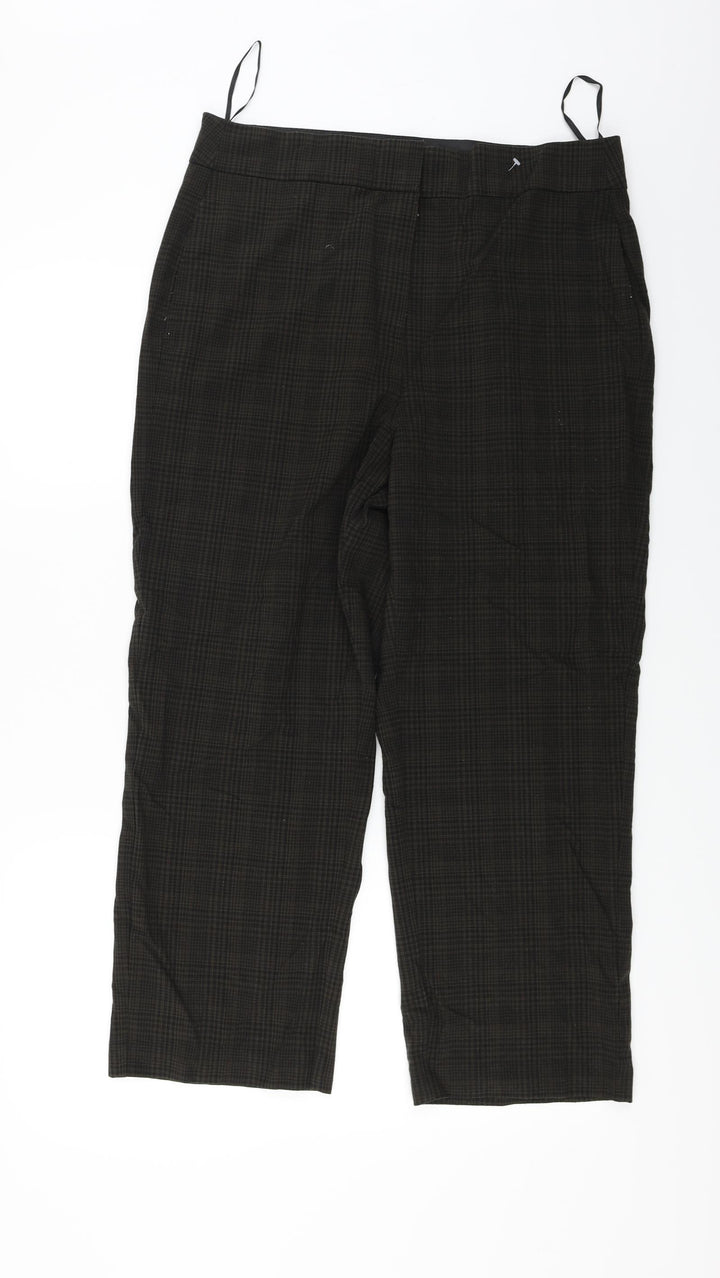 NEXT Womens Brown Check Trousers Size 14 L24 in