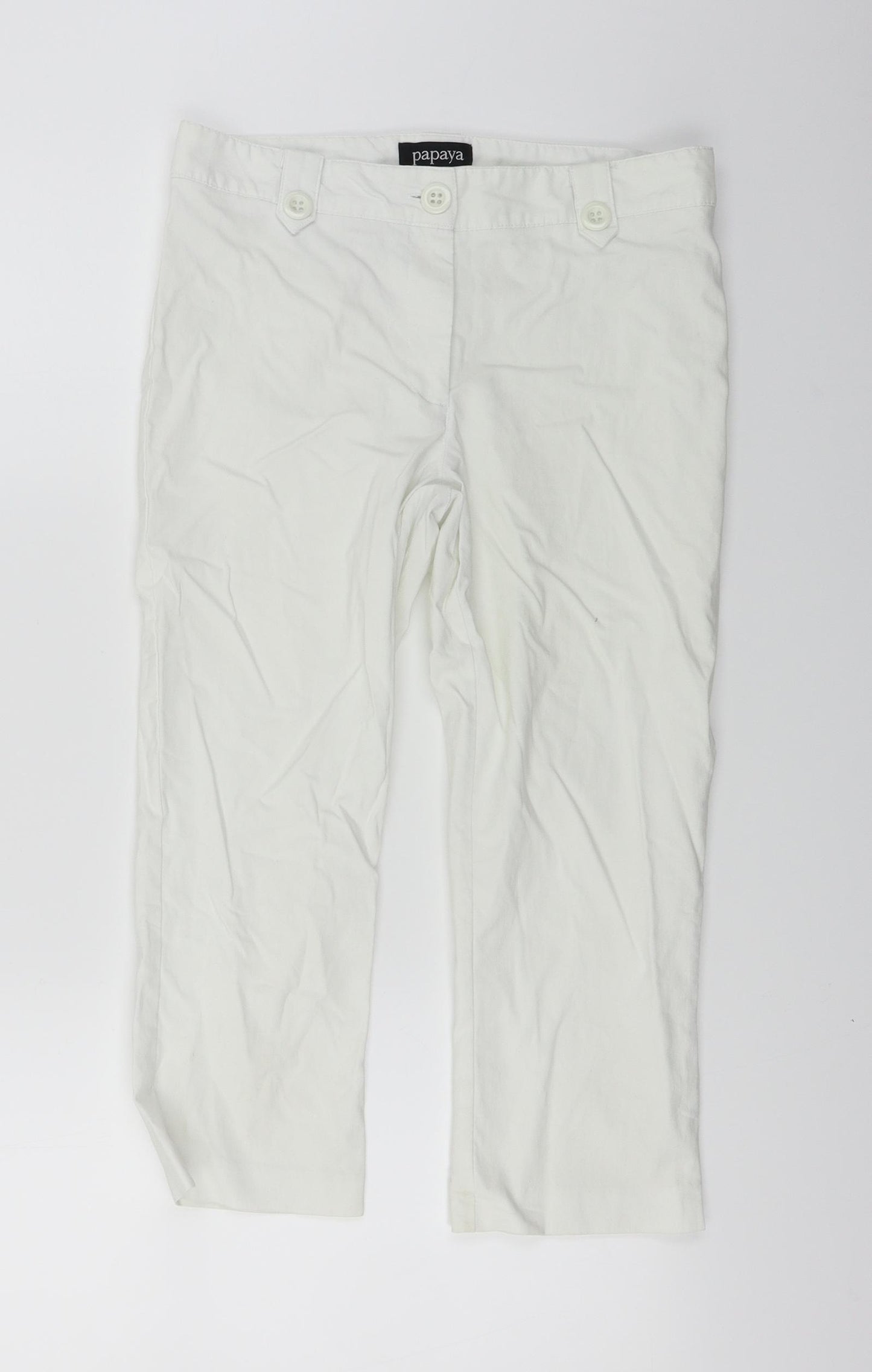 Papaya  Womens White   Cropped Trousers Size 10 L20 in