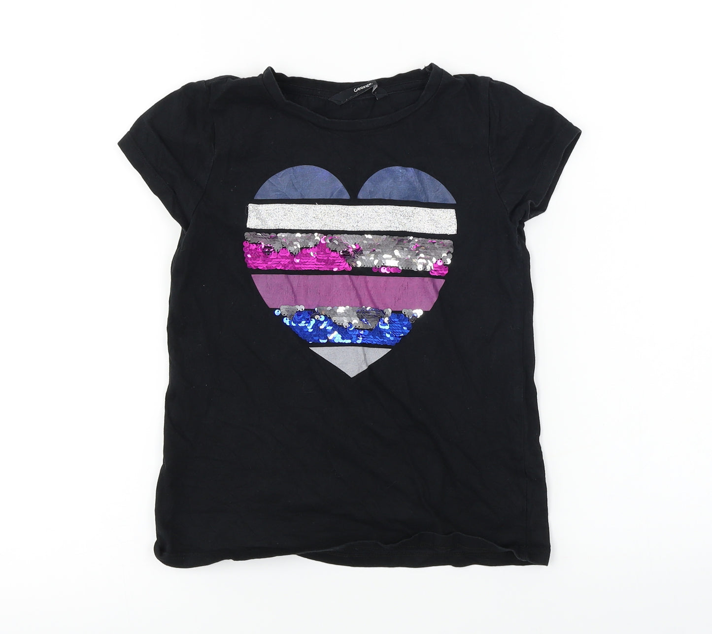 George  Girls Black   Basic T-Shirt Size 8-9 Years