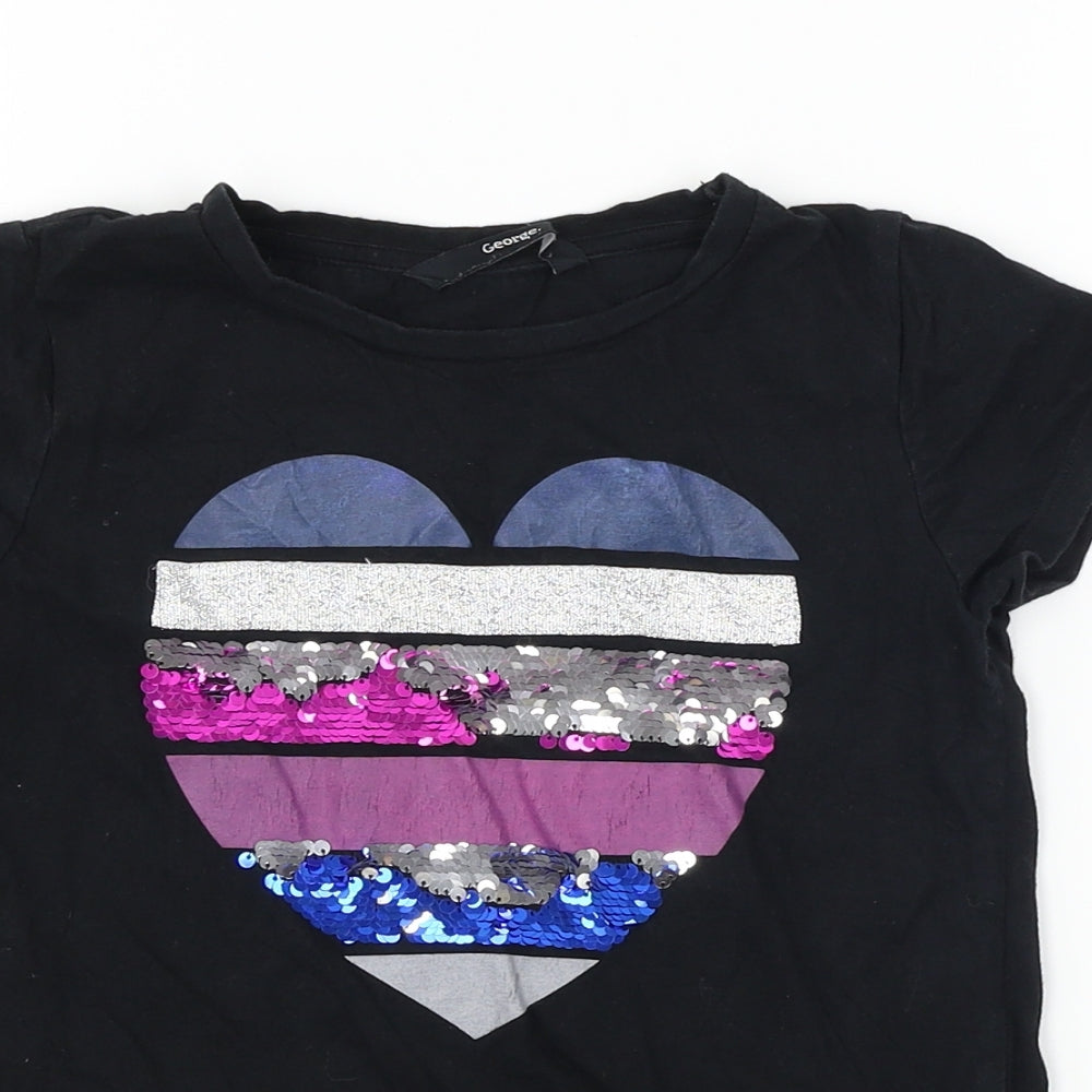 George  Girls Black   Basic T-Shirt Size 8-9 Years