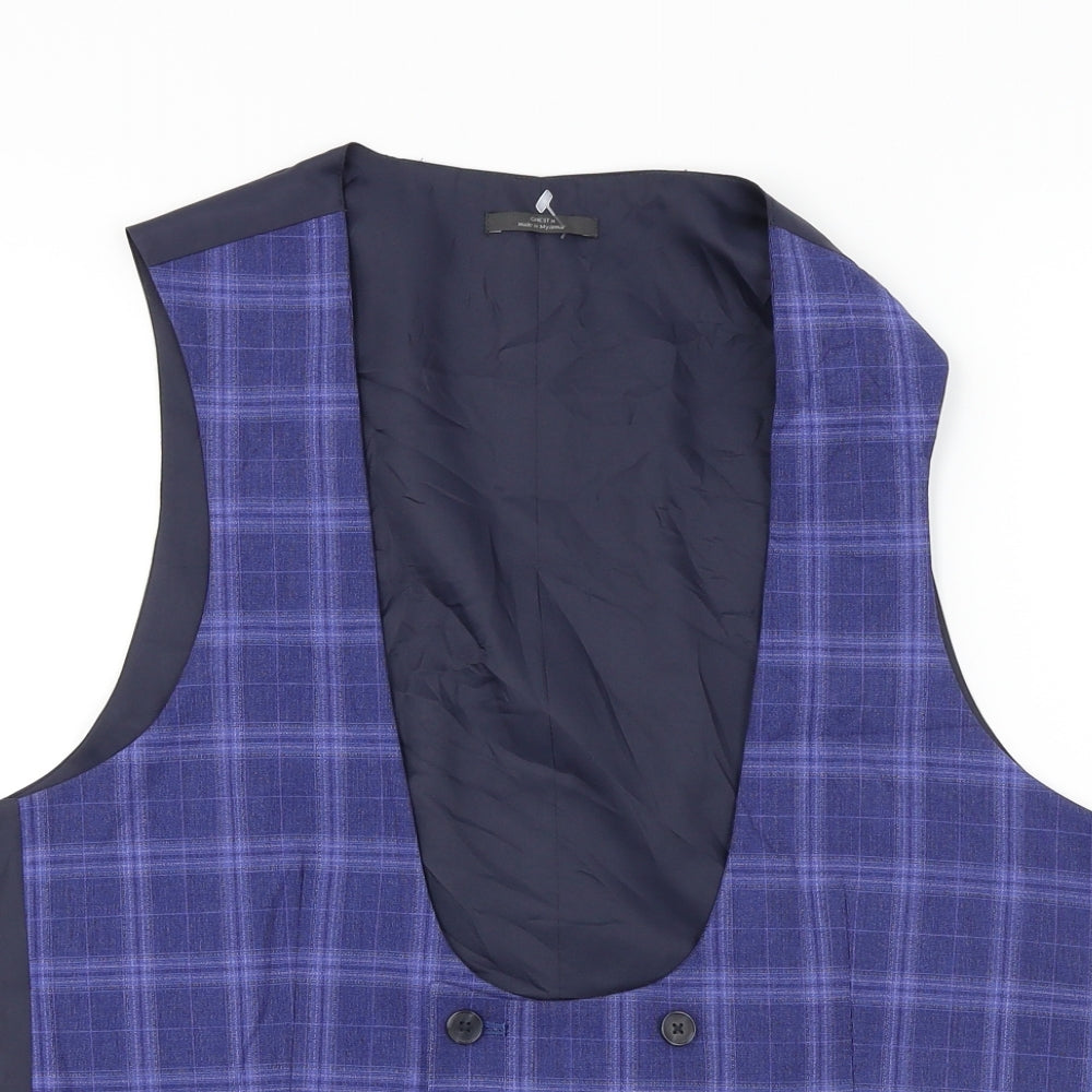 Marks and Spencer  Mens Blue Check  Jacket Suit Waistcoat Size M