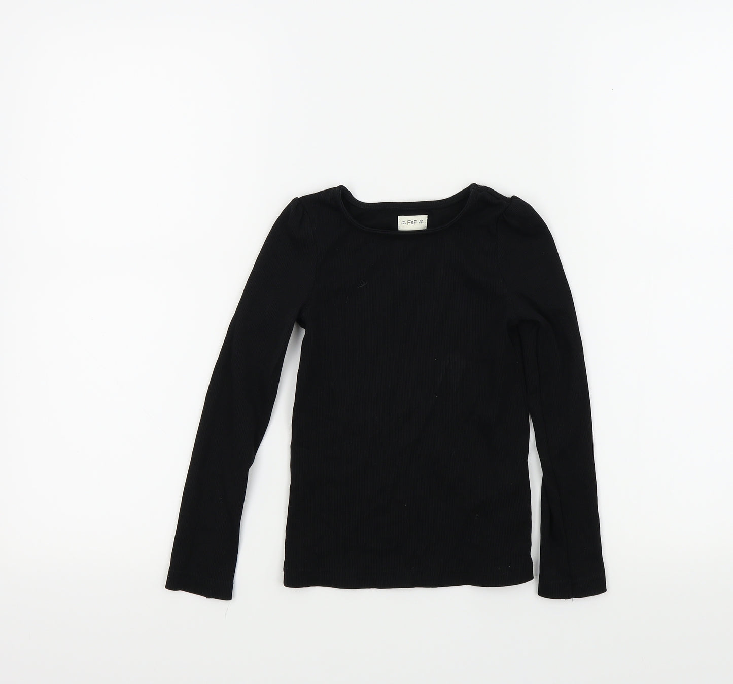 F&F Girls Black Colourblock  Basic T-Shirt Size 7-8 Years