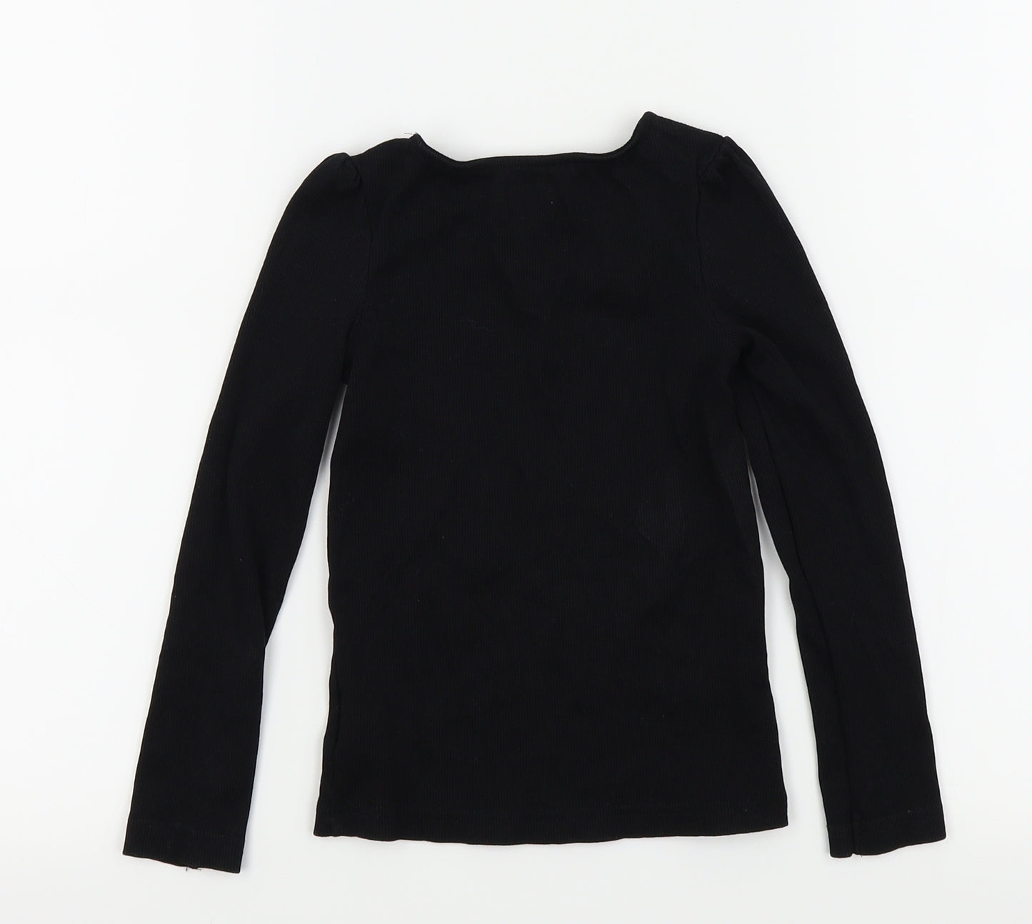 F&F Girls Black Colourblock  Basic T-Shirt Size 7-8 Years