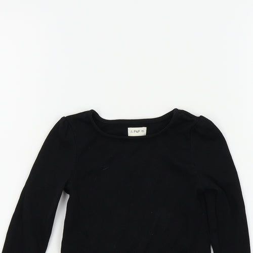F&F Girls Black Colourblock  Basic T-Shirt Size 7-8 Years