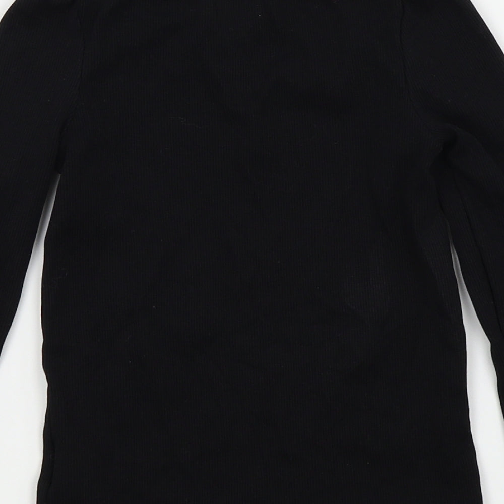 F&F Girls Black Colourblock  Basic T-Shirt Size 7-8 Years