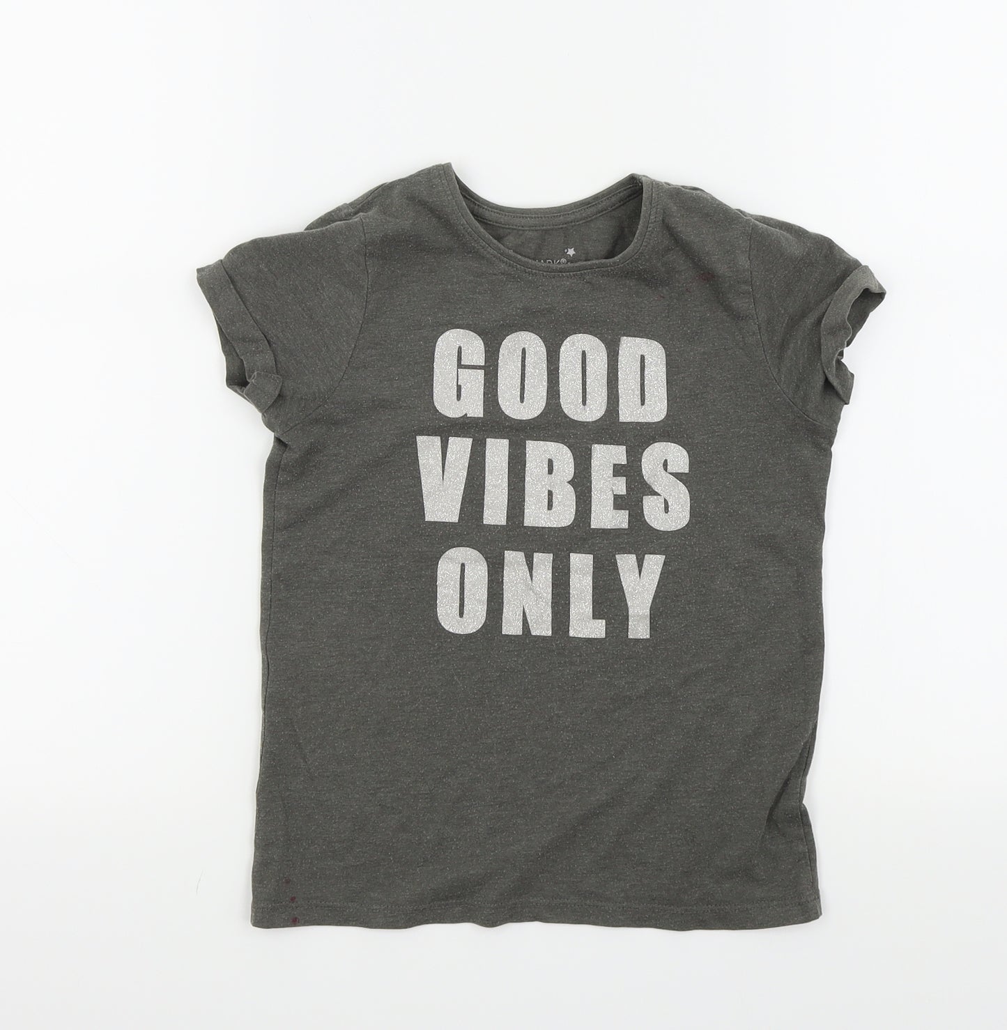 Primark Girls Grey Colourblock  Basic T-Shirt Size 7 Years
