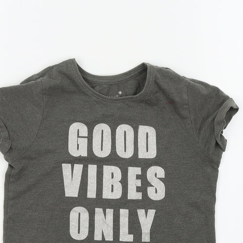Primark Girls Grey Colourblock  Basic T-Shirt Size 7 Years