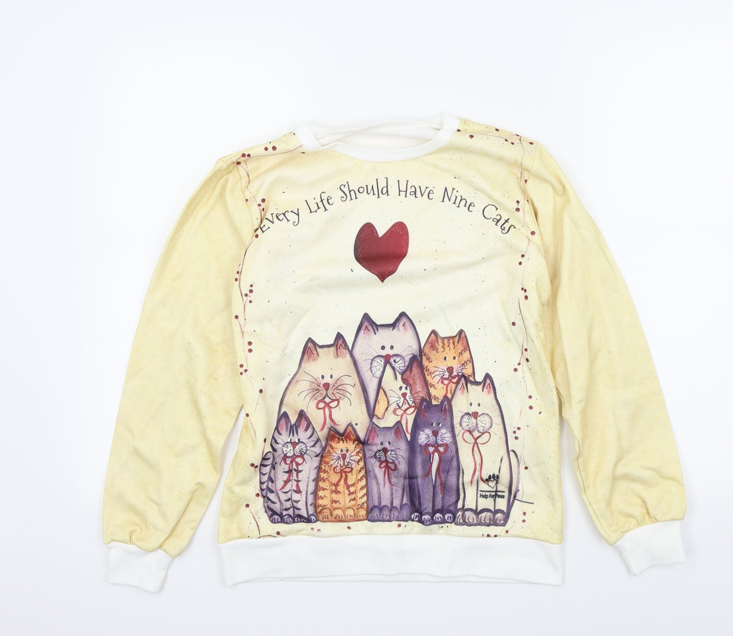 Preworn Girls Yellow   Pullover Jumper Size M  - cats