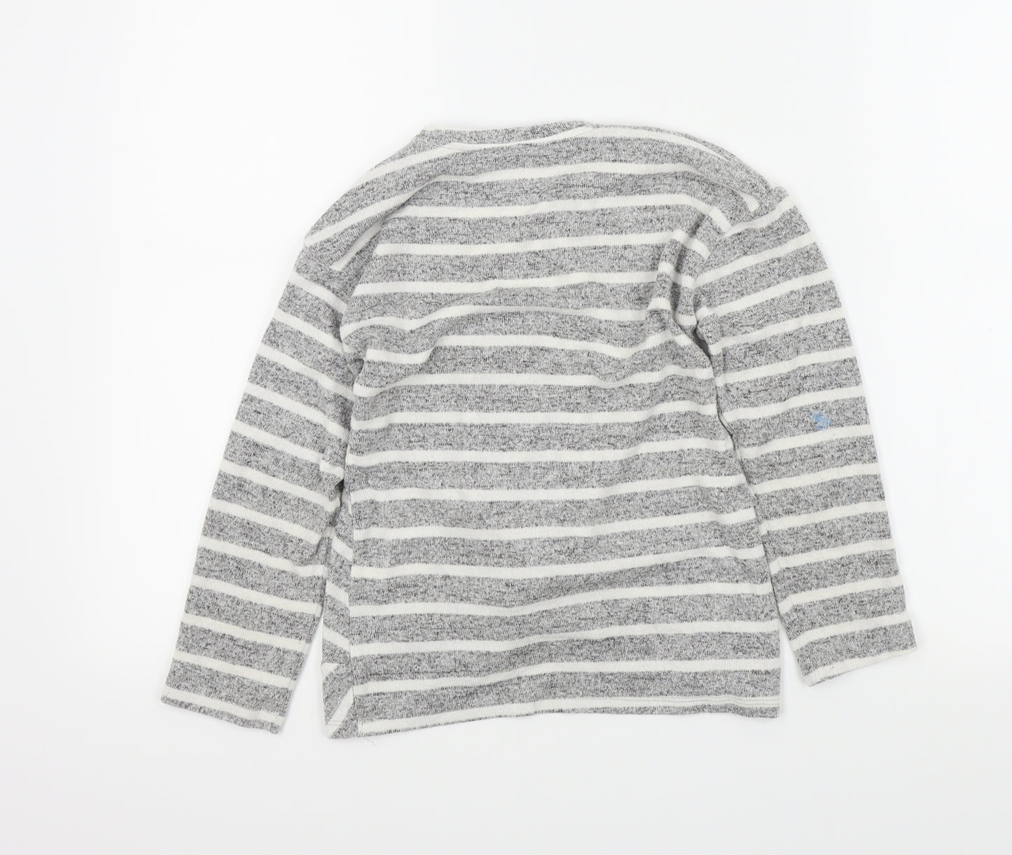 George Girls Grey Striped  Pullover Jumper Size 8-9 Years  - gathered front