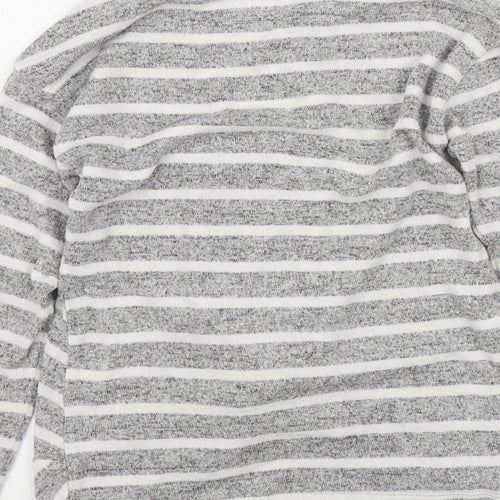 George Girls Grey Striped  Pullover Jumper Size 8-9 Years  - gathered front
