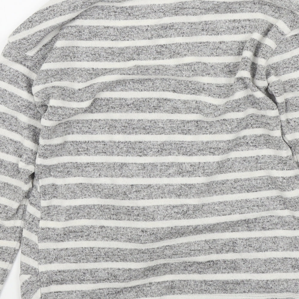 George Girls Grey Striped  Pullover Jumper Size 8-9 Years  - gathered front