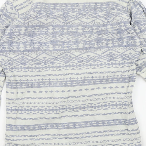 FLY53 Boys Blue Geometric  Basic Button-Up Size M