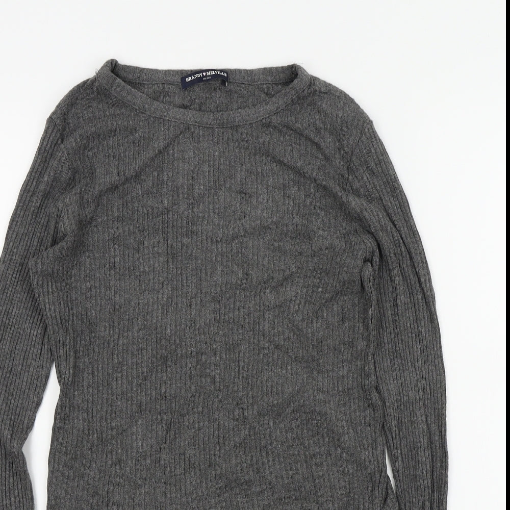 Brandy Melville Womens Grey   Basic T-Shirt One Size