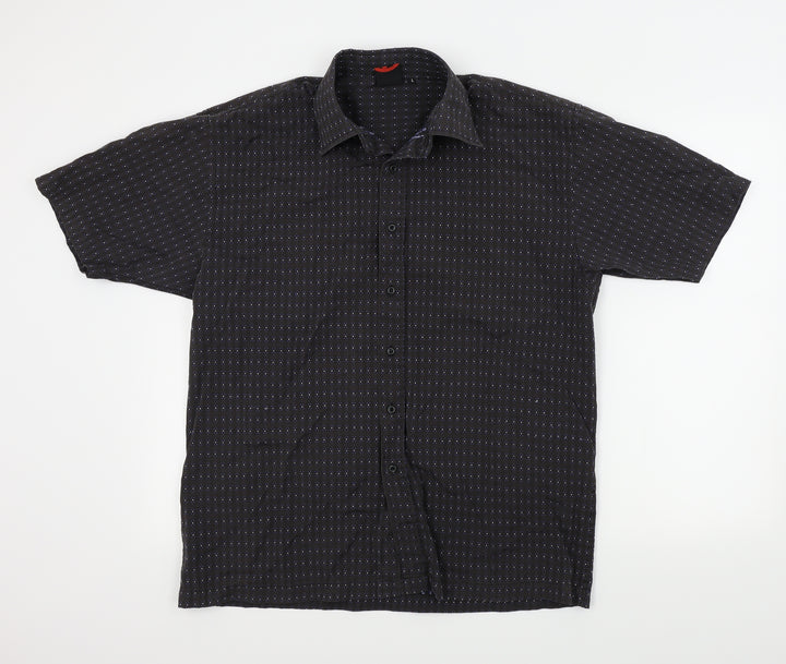 Xplicit Mens Black Geometric Button-Up Size L