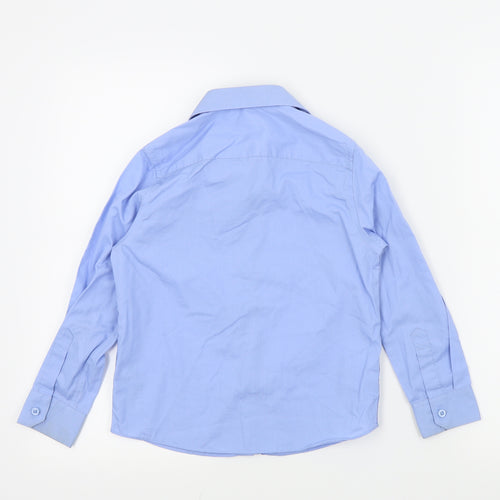 M&S Boys Blue Colourblock  Basic Button-Up Size 7 Years  - School shirt