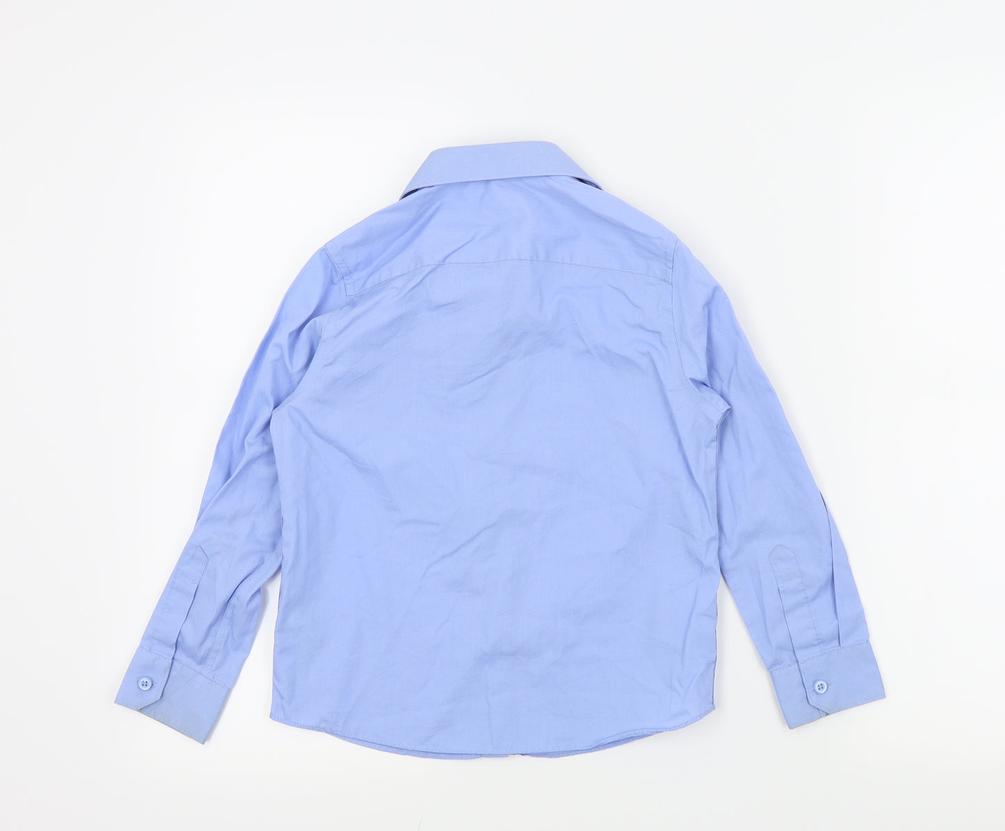 M&S Boys Blue Colourblock  Basic Button-Up Size 7 Years  - School shirt