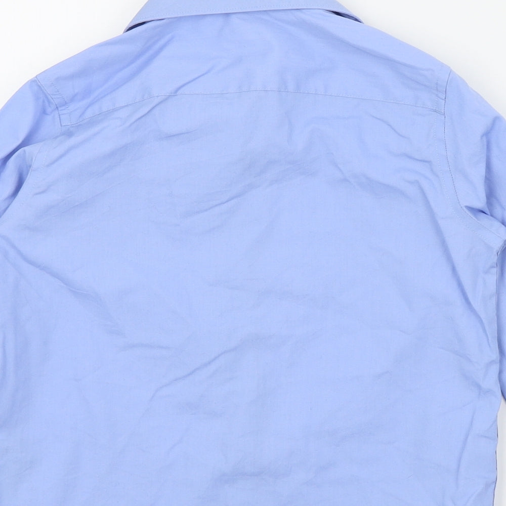 M&S Boys Blue Colourblock  Basic Button-Up Size 7 Years  - School shirt