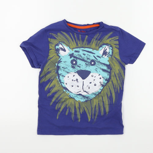 M&S Boys Purple   Basic T-Shirt Size 5-6 Years  - Tiger