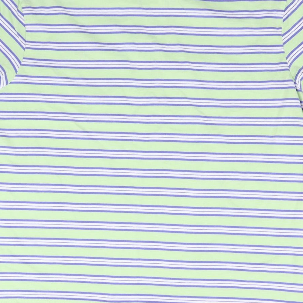 TU Womens Green Striped  Basic T-Shirt Size L