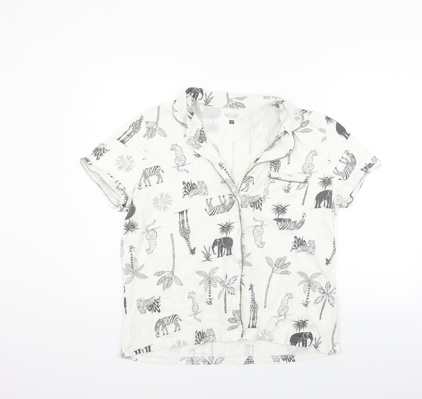 F&F Womens White Floral  Top Pyjama Top Size 16