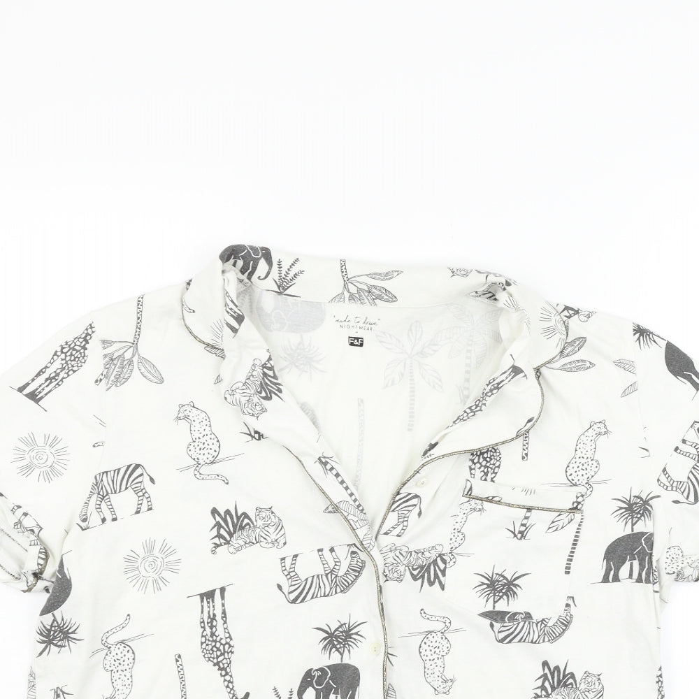F&F Womens White Floral  Top Pyjama Top Size 16