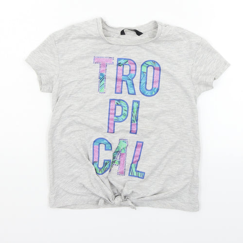 George Girls Grey   Basic T-Shirt Size 5-6 Years  - tro pi cal