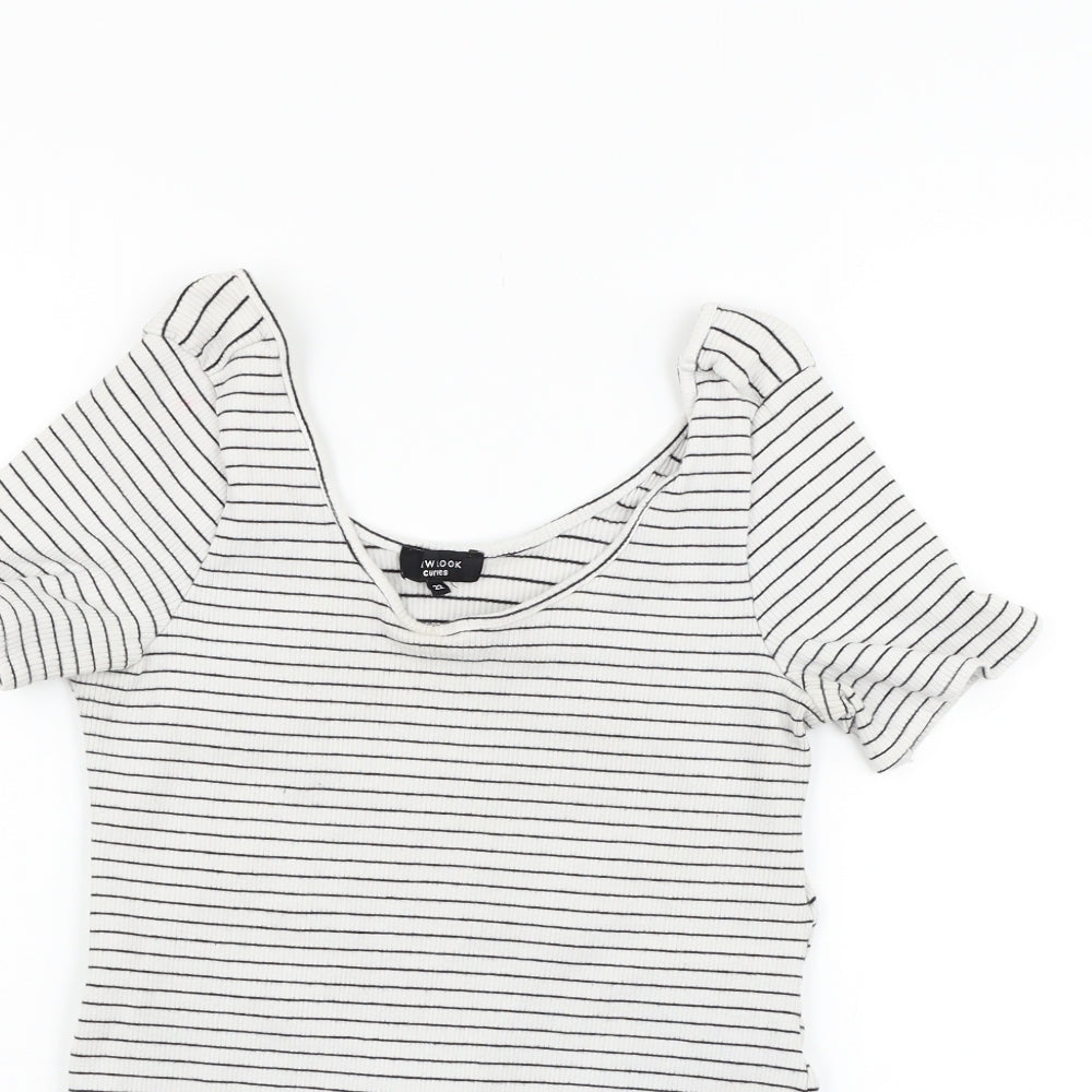 New Look Womens White Striped  Jumpsuit One-Piece Size 22